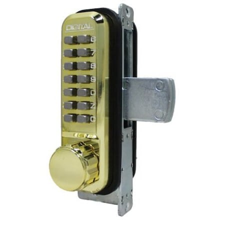 Lockey Mechanical Keyless Narrow Stile Deadbolt Lock Single Combination Bright Brass 2900-BB